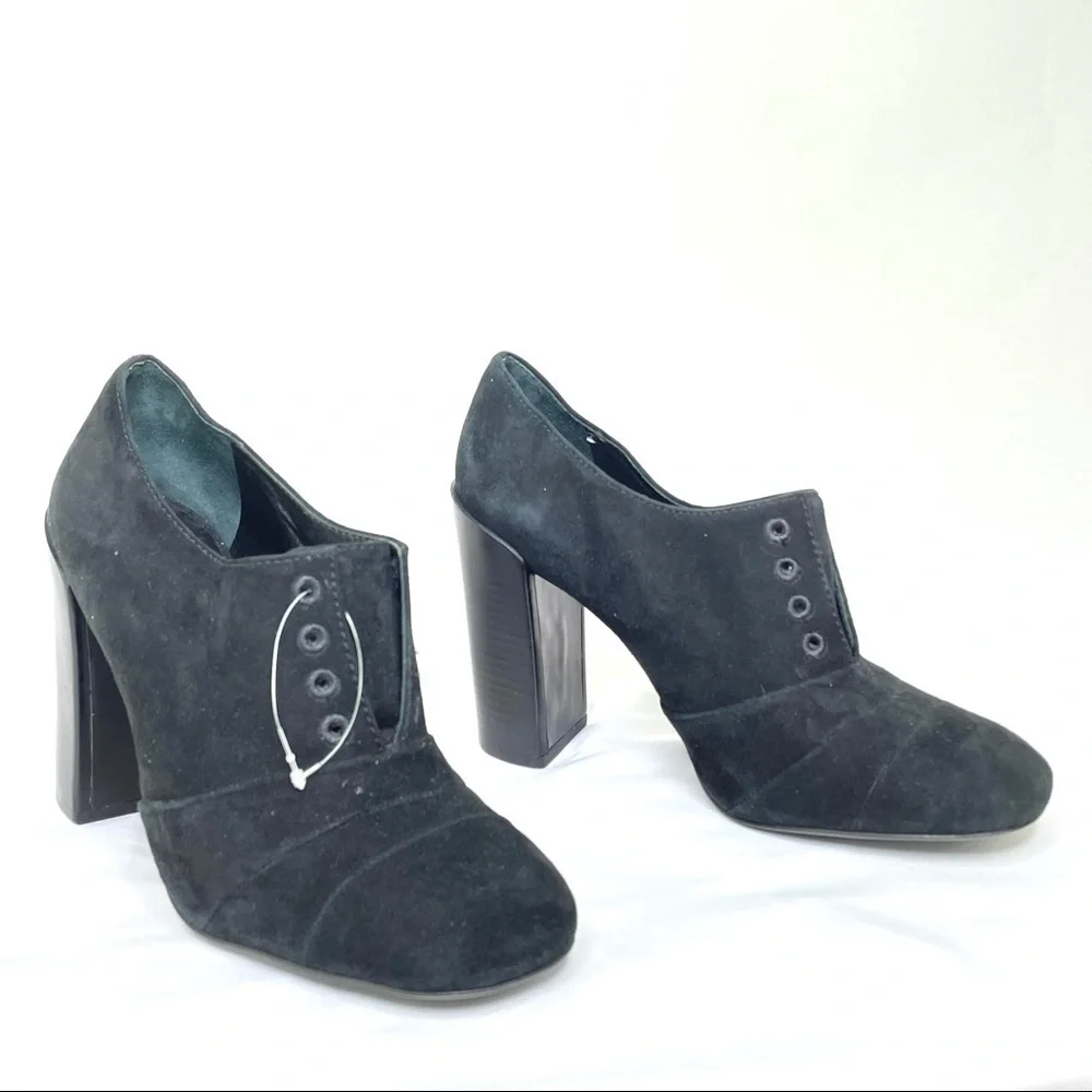 Tory Burch Charcoal Suede Block Heel Ankle Booties